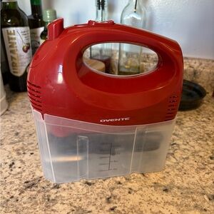 Ovente Red Hand Mixer with Storage Case